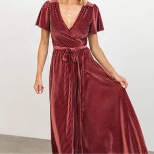 Baltic Born Andi Ribbed Velvet Wrap Dress